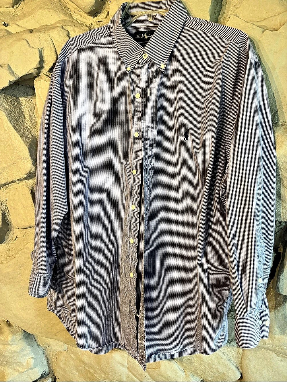Ralph Lauren Yarmouth Gingham Button-Down Shirt Blue & White XL